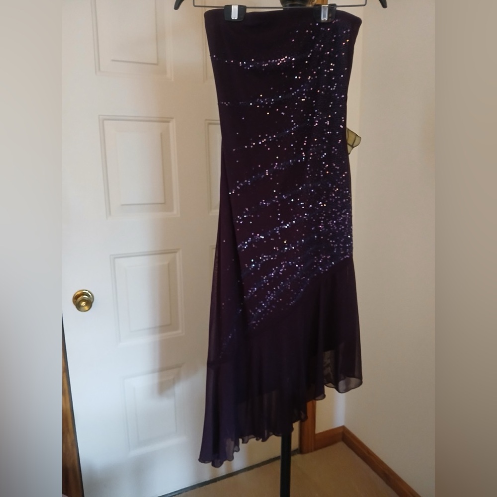 Purple Strapless Prom Dress
